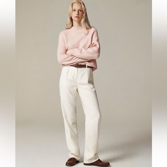 NWT J CREW Rollneck Wool alpaca sweater in Supersoft yarn in Heather Pale Pink - Picture 3 of 7